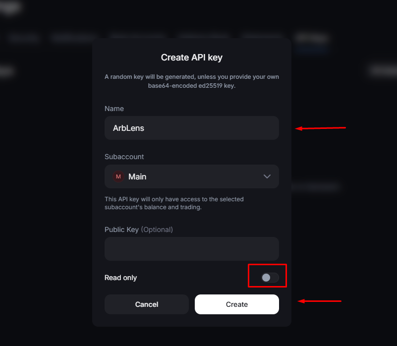Step 2: Create a Read-Only API Key