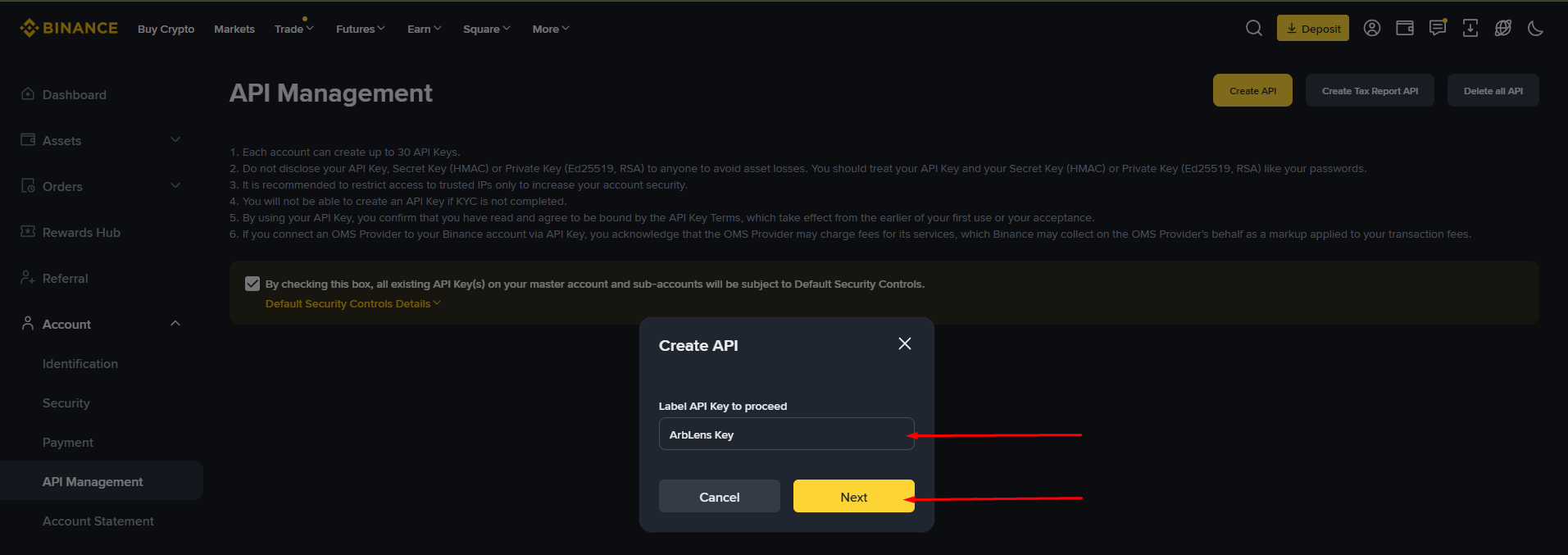 Step 3: Create Your API Key