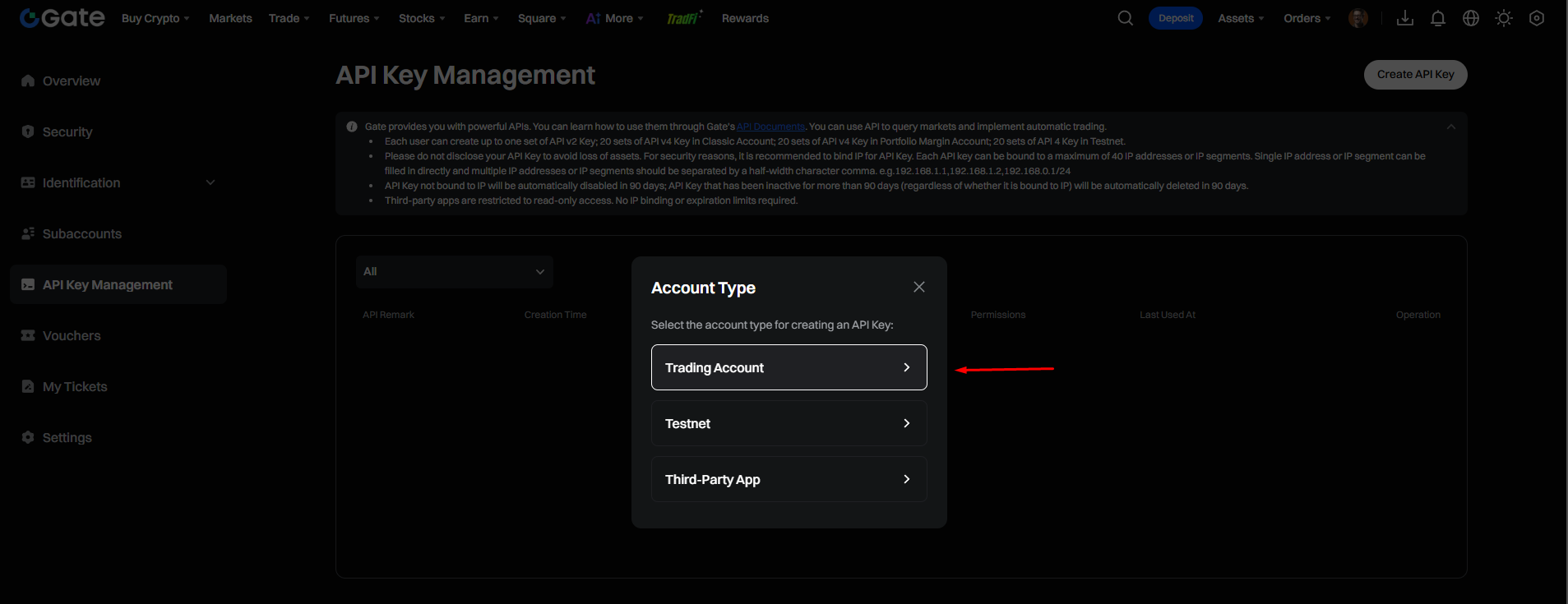 Step 2: Select Account Type
