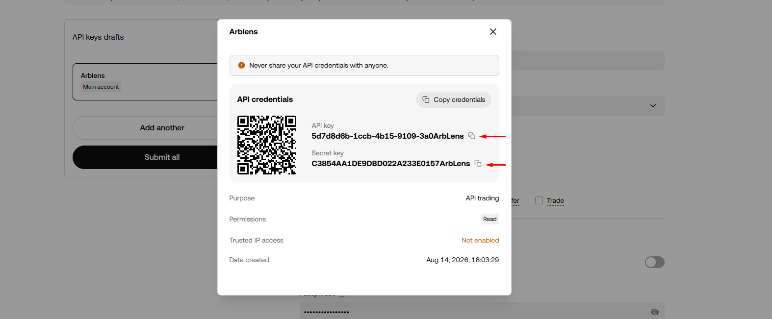 Step 4: Copy Your API Credentials
