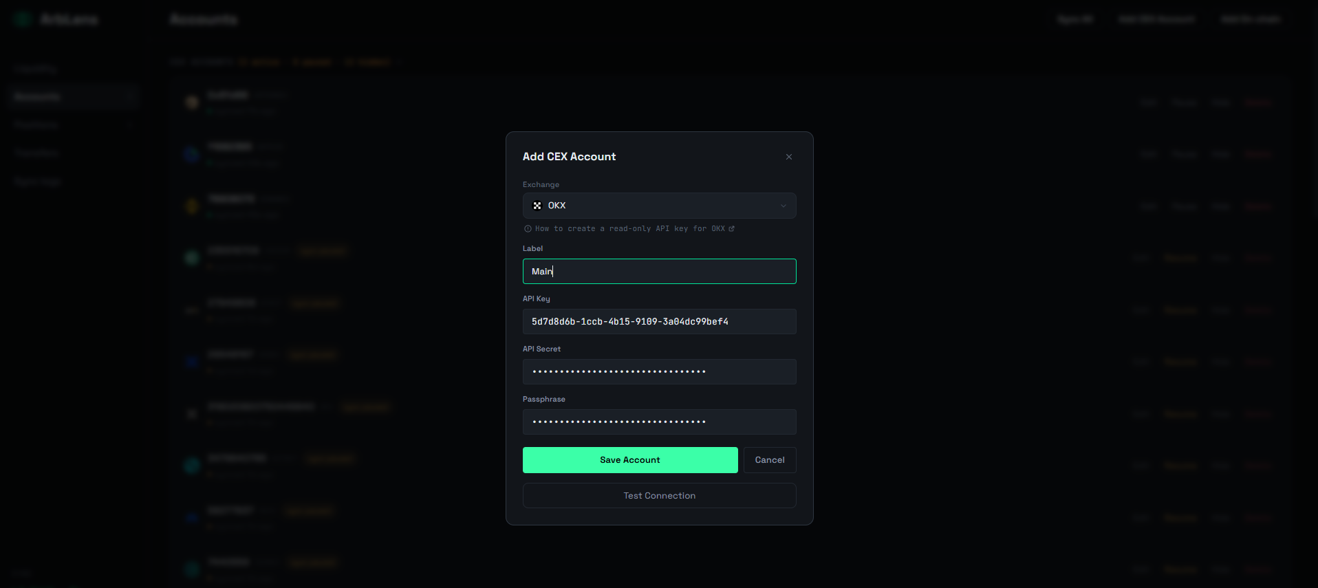 Step 5: Connect OKX to ArbLens