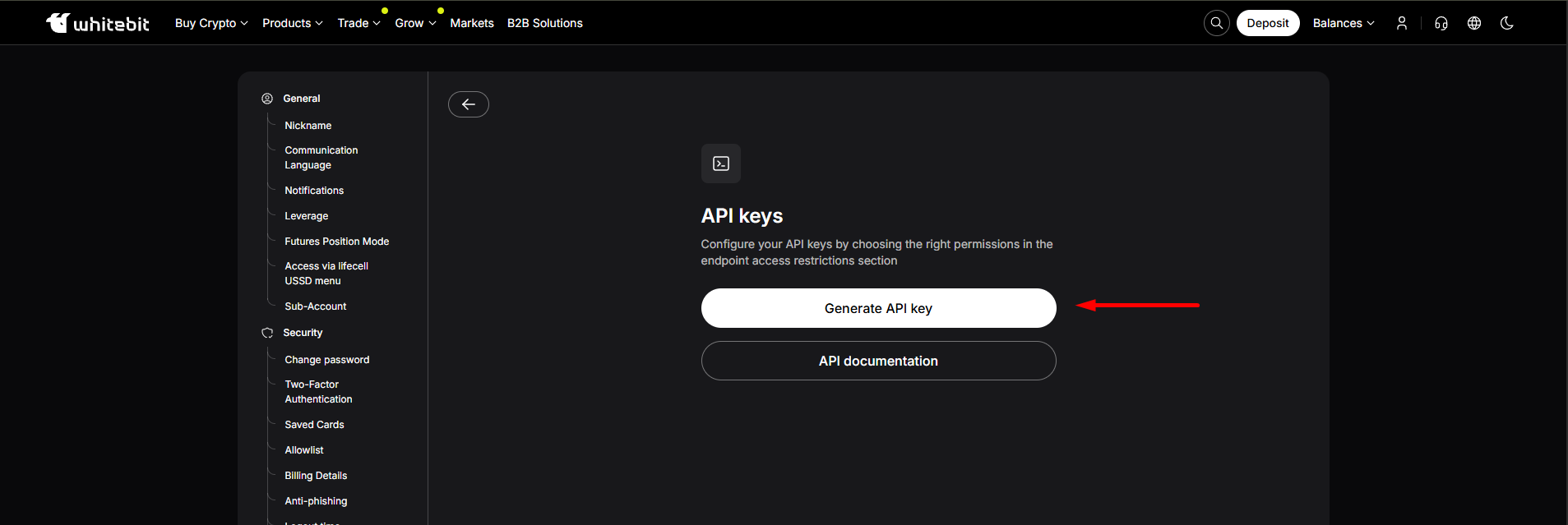Step 1: Open API Keys