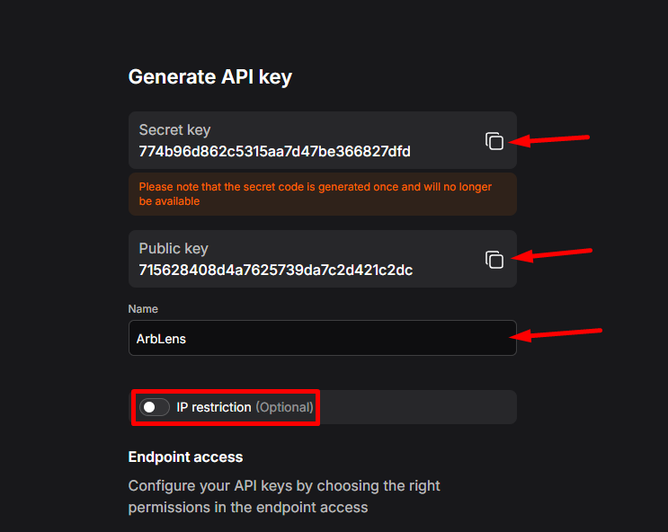 Step 2: Create the API Key